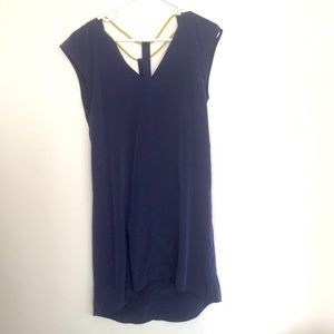 Dylan & rose blue dress with T gold neckline